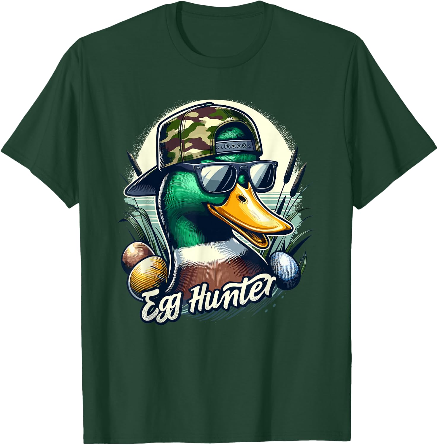 Easter Mallard Duck The Hunt Is On Easter Camo Duck Egg Hunt T-Shirt - T-Shirt | Forest