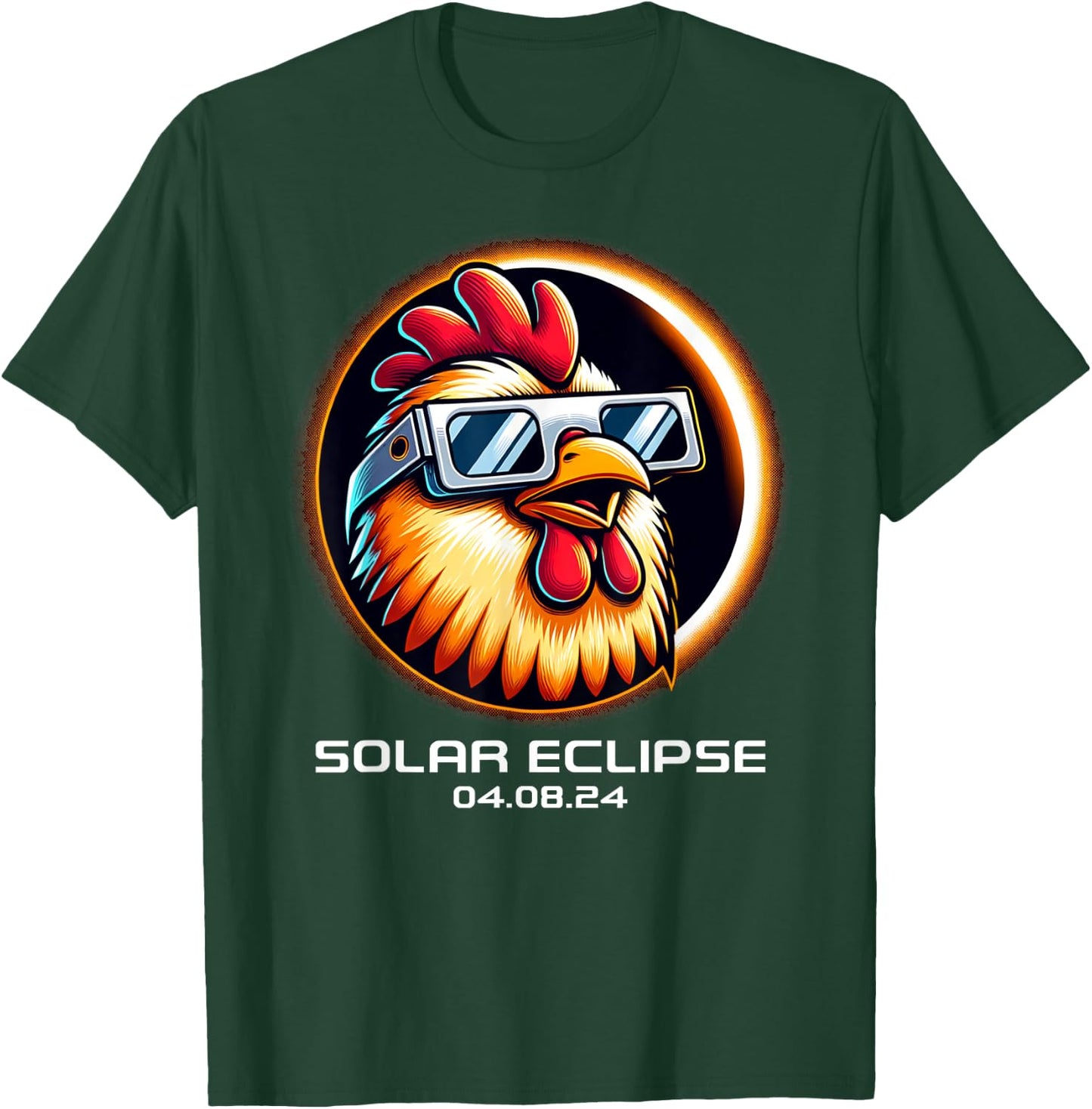 Total Solar Eclipse 2024 Chicken Totality Cute Matching T-Shirt - T-Shirt | Forest