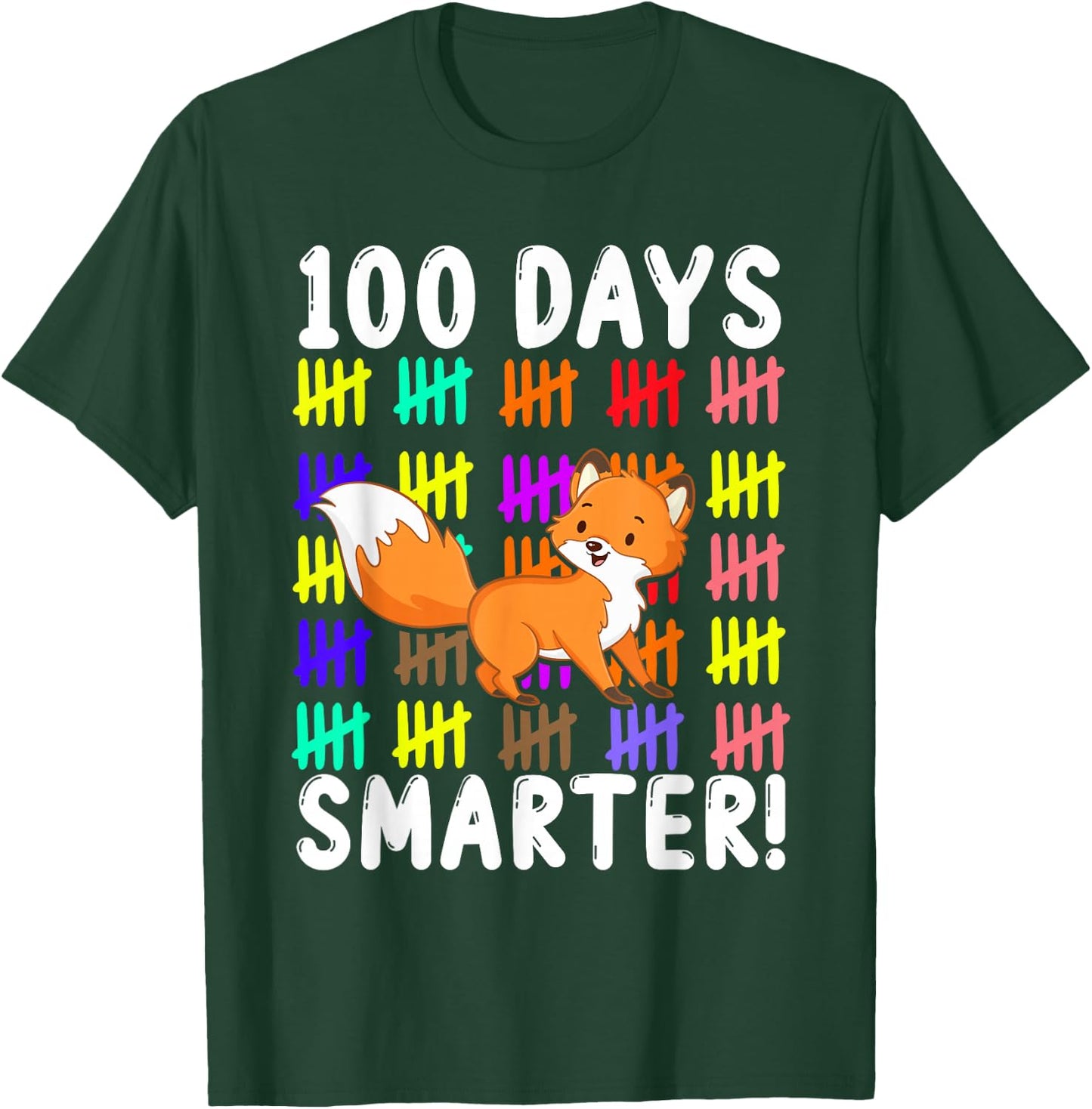 Zoo Animal Cute Fox Student Kids Gift 100 Days Of School T-Shirt - T-Shirt | Forest