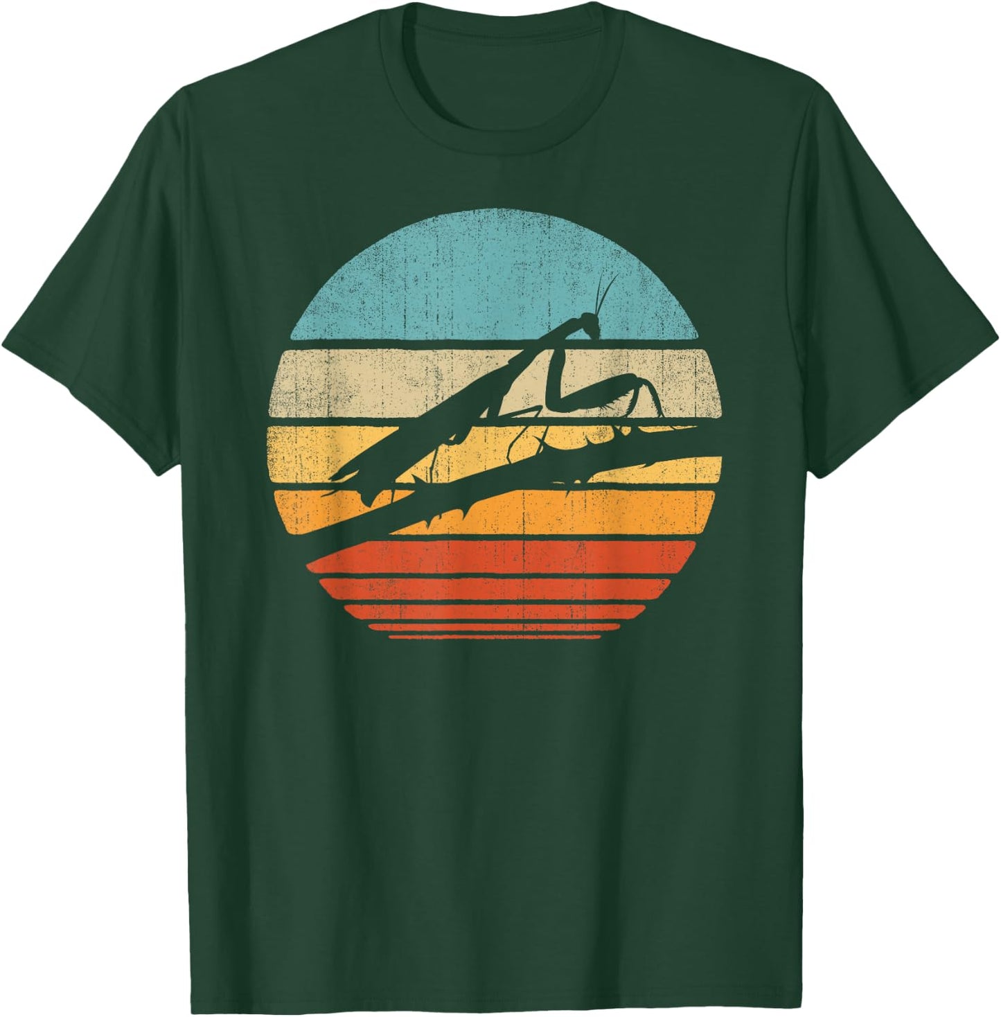 Praying Mantis Retro Vintage 60s 70s Sunset Bug Insect Men T-Shirt - T-Shirt | Forest