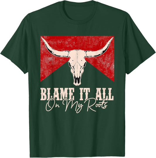 Blame It All On My Roots Retro Deserts West Awesome Apparel T-Shirt - T-Shirt | Forest