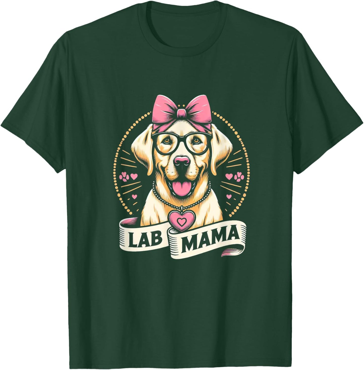 Lab Mama Labrador Retriever Mom Dog Glasses Graphic Design Men Women Girls Kids T-Shirt - T-Shirt | Forest
