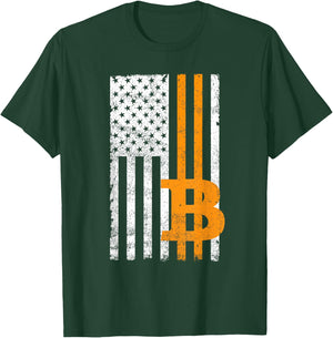Vintage Bitcoin BTC USA Flag Crypto Currency Traders Bitcoin Men T-Shirt - T-Shirt | Forest