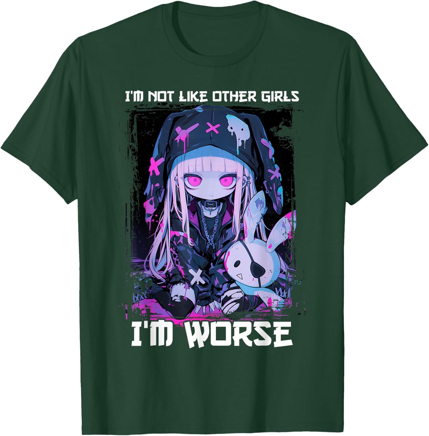 I'm Not Like Other Girls I'm Worse Goth Bunny Anime Girl T-Shirt - T-Shirt | Forest