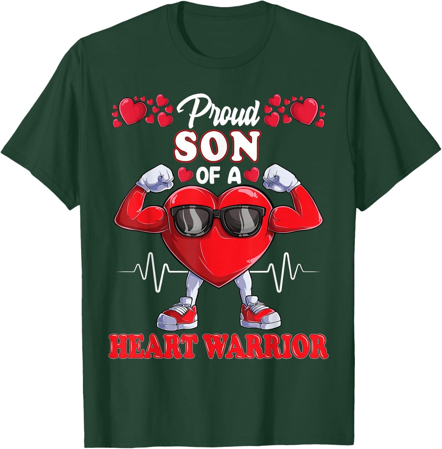 Proud Son of a Heart Warrior CHD Awareness T-Shirt - T-Shirt | Forest