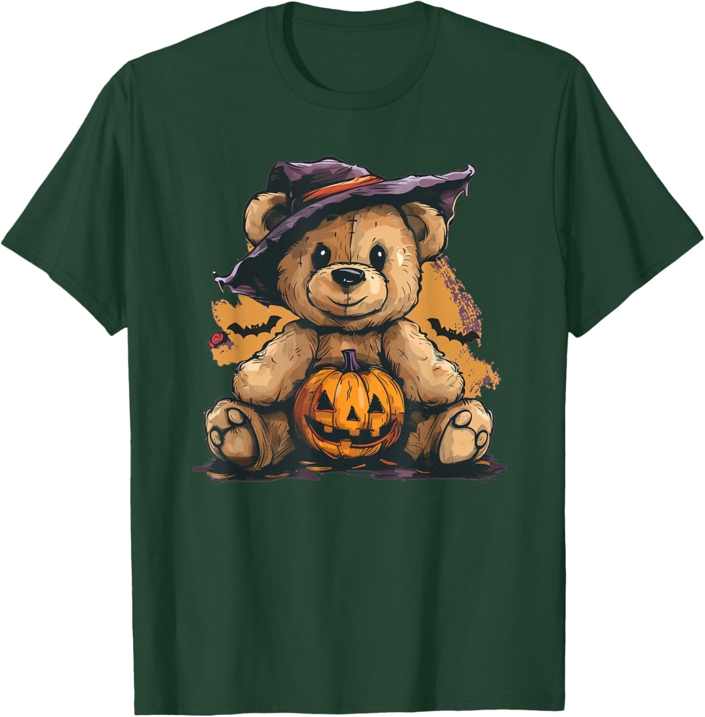Cool Pumpkin and Teddy Bear for Halloween T-Shirt - T-Shirt | Forest