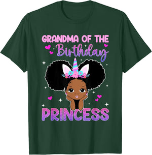 Grandma Of The Birthday Princess Melanin Black Girl Unicorn T-Shirt - T-Shirt | Forest