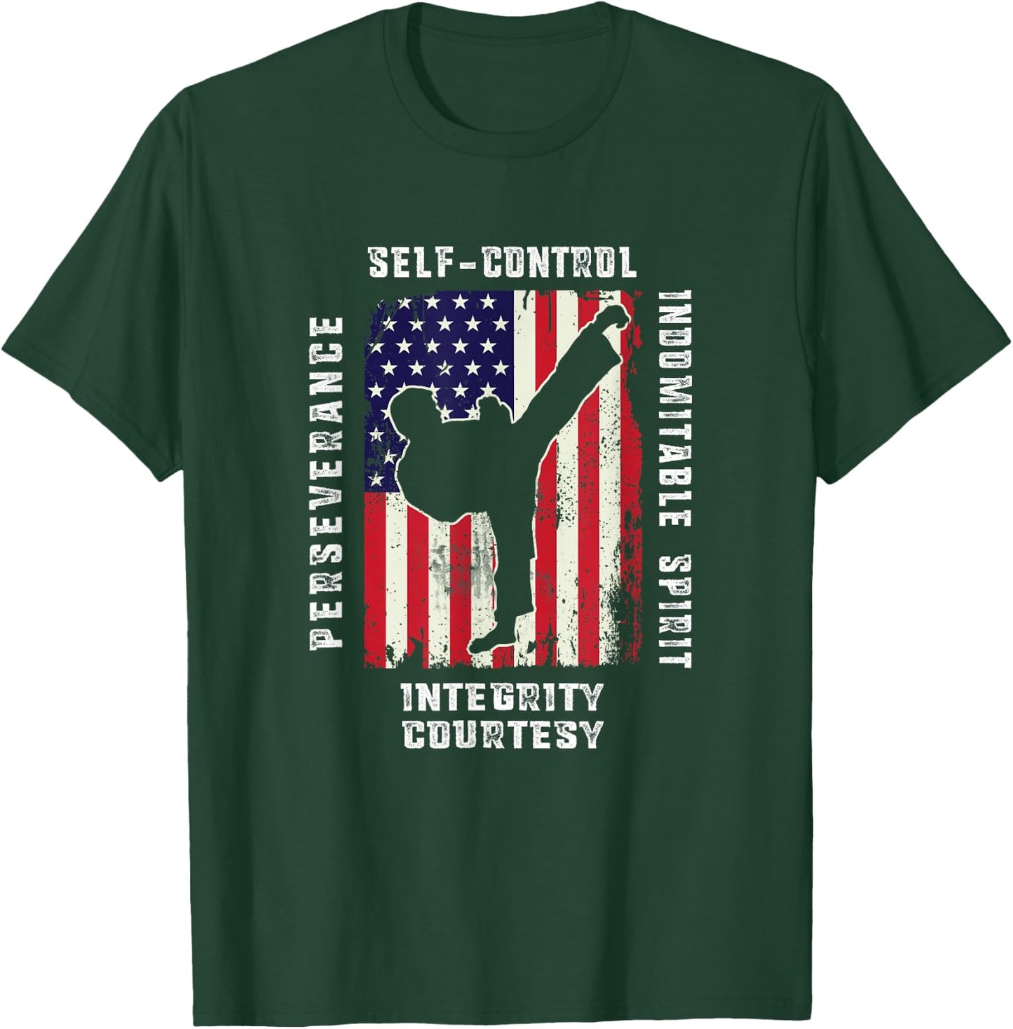 Cool American Flag Taekwondo Gift | Tae Kwon Do Martial Arts Small T-Shirt - T-Shirt | Forest