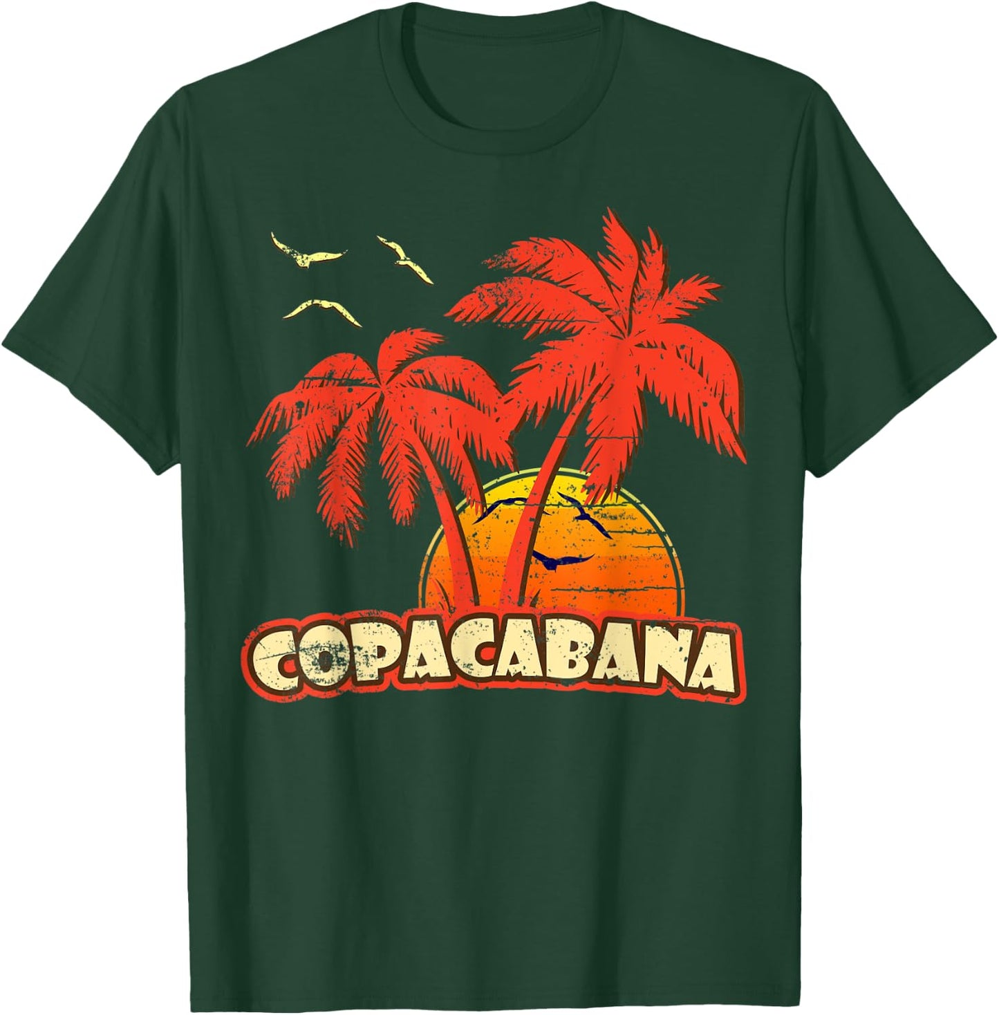 Copacabana Summer Palm Trees 80s Beach Sunset Men Women Kids T-Shirt - T-Shirt | Forest