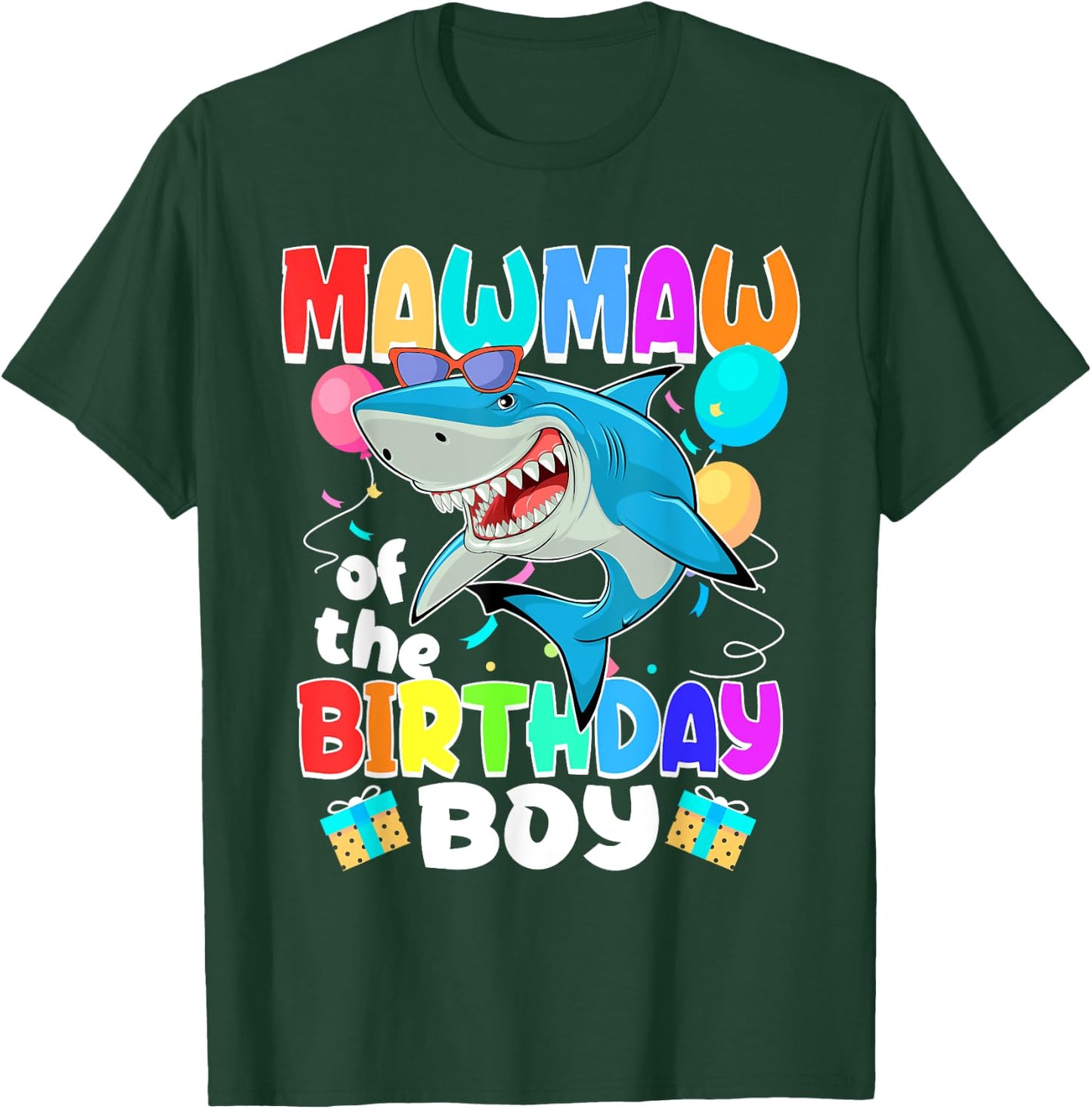 Mawmaw of the Birthday Boy Family Matching Party Shark T-Shirt - T-Shirt | Forest