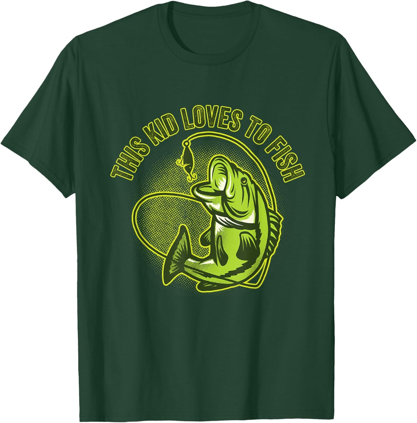 This Kid Loves To Fish Heart Fishing Gift T-Shirt - T-Shirt | Forest