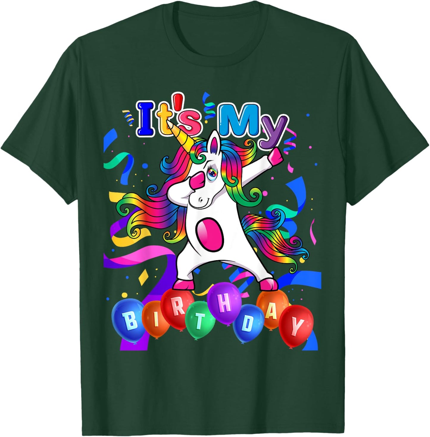 Kids Adult Its My Birthday Girl Dabbing Unicorn Party Outfit T-Shirt - T-Shirt | Forest
