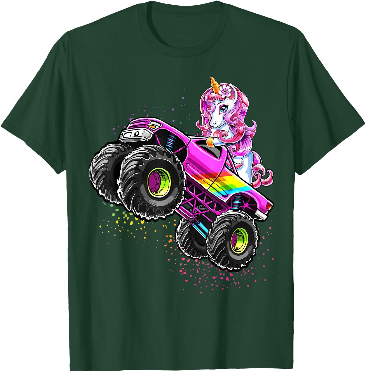 Monster Truck Unicorn Birthday Party Monster Truck Girl Gift T-Shirt - T-Shirt | Forest