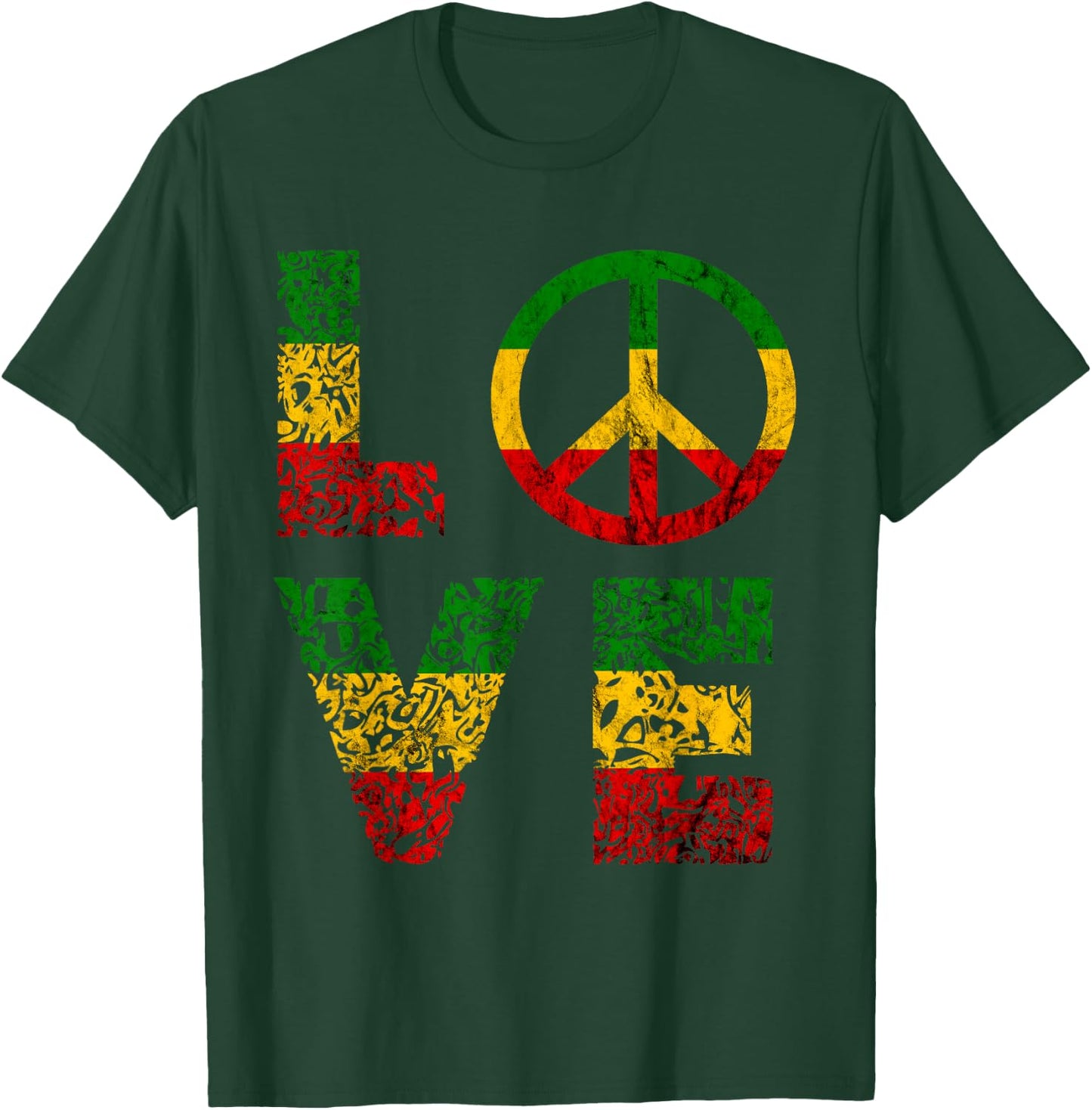Reggae Peace Love Hippie Rasta Reggae Music Jamaica T-Shirt - T-Shirt | Forest
