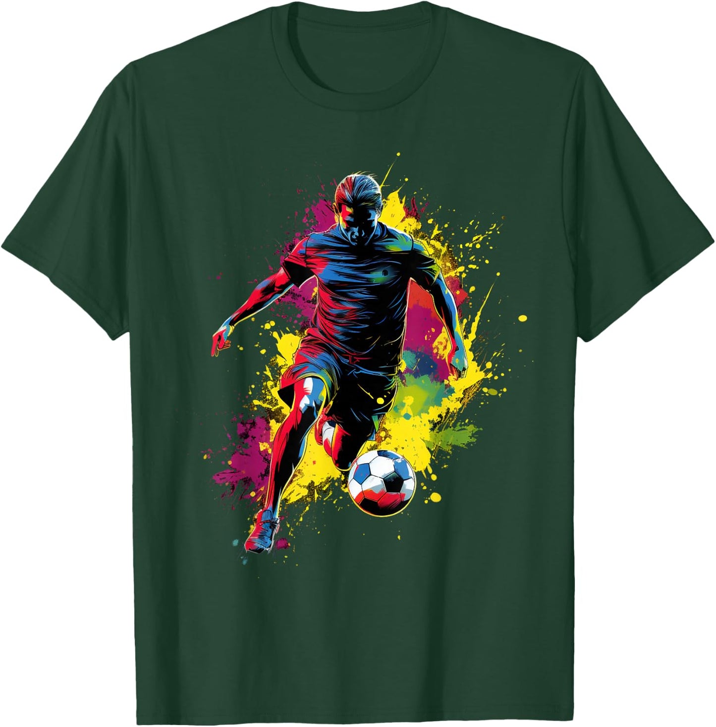 Colorful Soccer player Boy on Soccer T-Shirt - T-Shirt | Forest