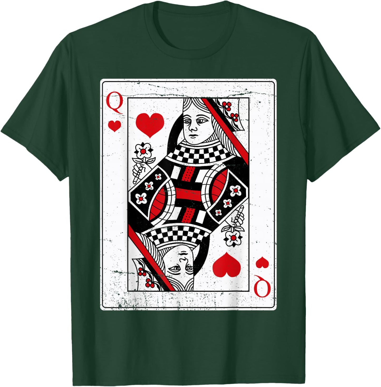 Queen Of Hearts Classic Card Game Icon Valentine Graphic T-Shirt - T-Shirt | Forest