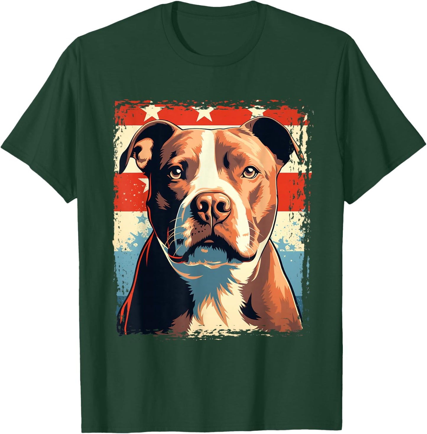 American Pitbull Terrier USA Pop Art Portrait for Dog Owners T-Shirt - T-Shirt | Forest
