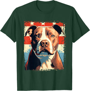American Pitbull Terrier USA Pop Art Portrait for Dog Owners T-Shirt - T-Shirt | Forest