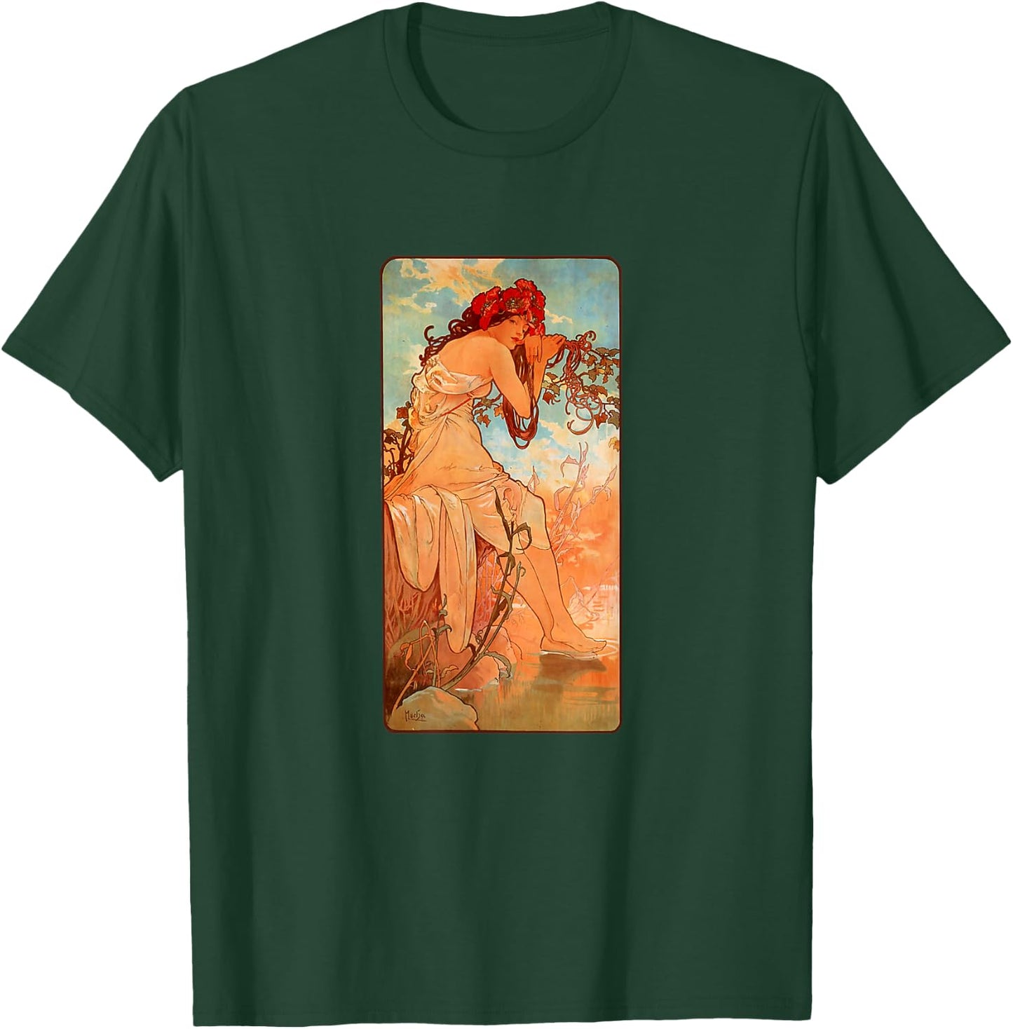 Art Nouveau Summer Maiden Mucha Beautiful Elegant Art Deco T-Shirt - T-Shirt | Forest