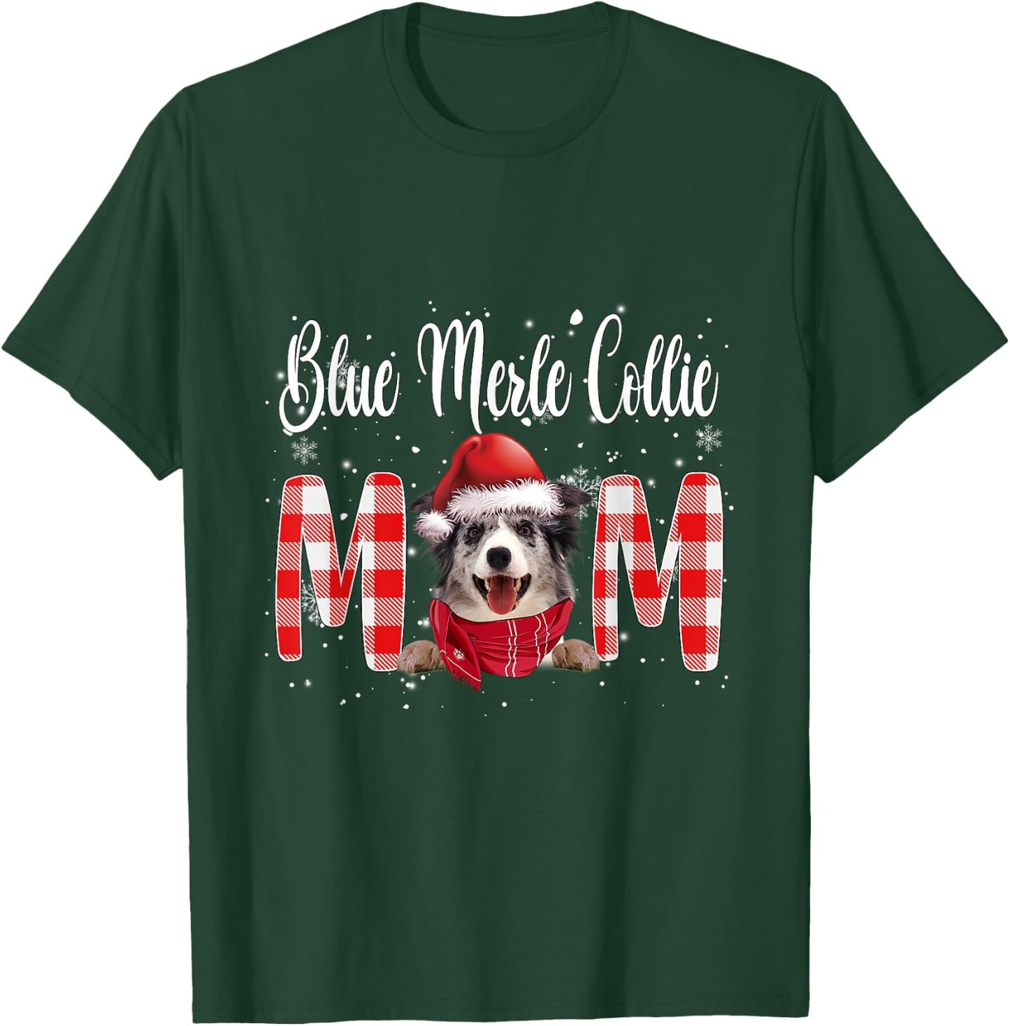 Blue Merle Border Collie Dog Mom Family Costume Christmas Men Women Kids T-Shirt - T-Shirt | Forest