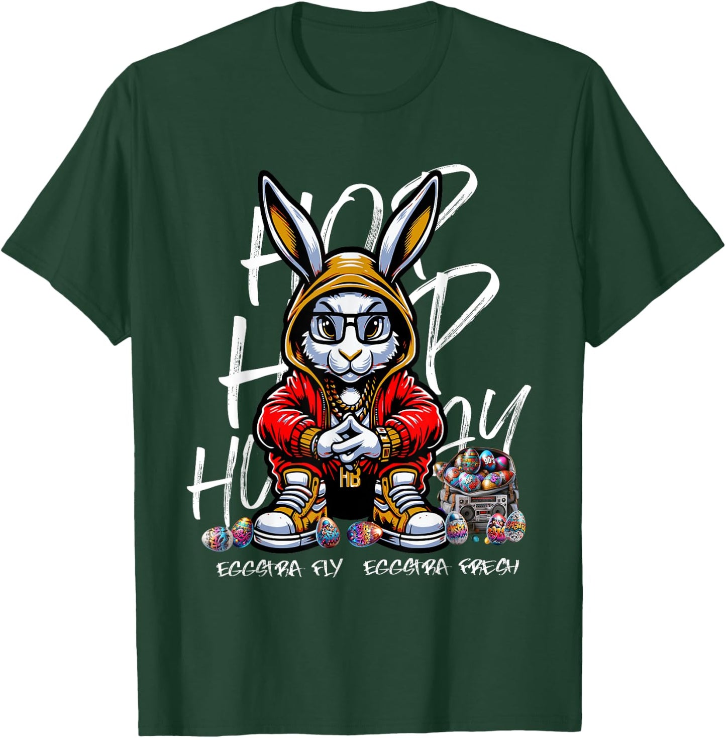 Easter Hip-Hop Bunny Street Style Rabbit with Beats T-Shirt - T-Shirt | Forest