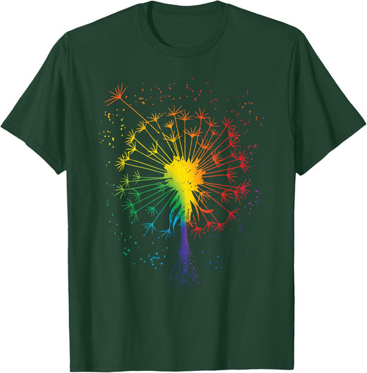 Just Dandelion Dandelion Garden Breathe Rainbow Flower T-Shirt - T-Shirt | Forest