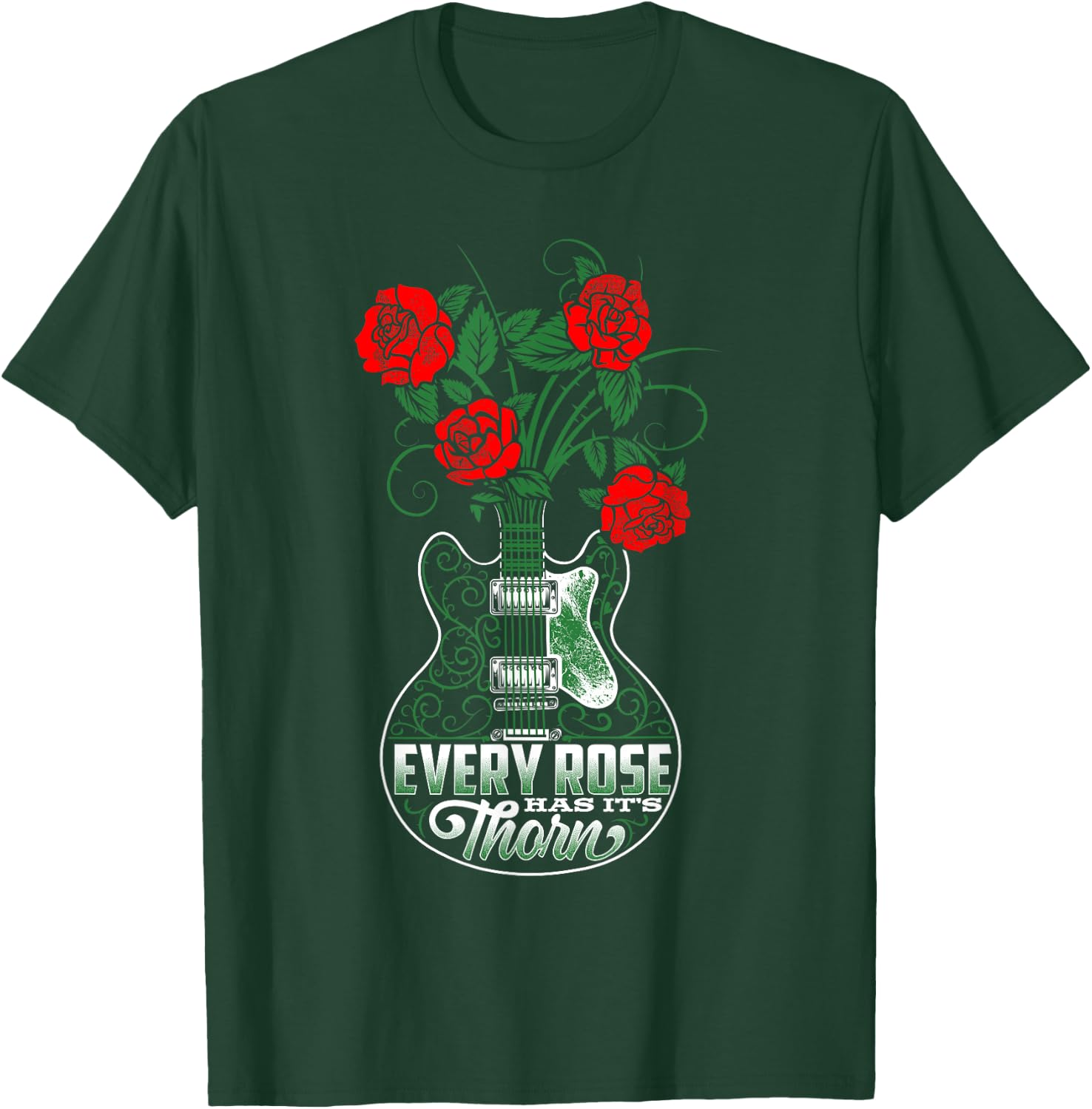 Every Rose Has It's Thorn Guitarist Roses and Guitar T-Shirt - T-Shirt | Forest