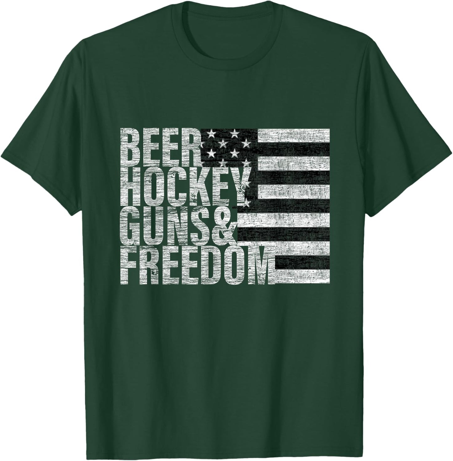Beer Hockey Guns & Freedom T-Shirt - T-Shirt | Forest