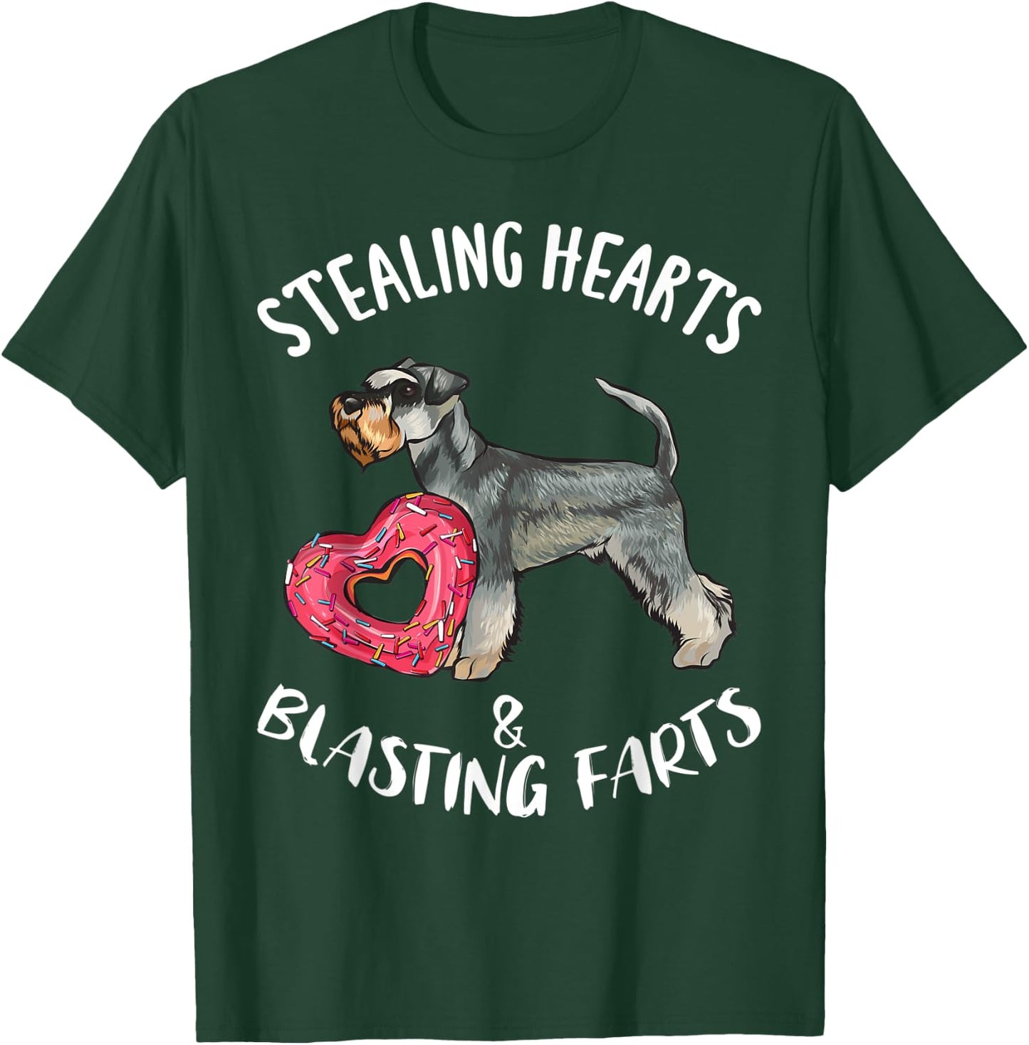 Stealing Hearts Blasting Farts Miniature Schnauzer Dog Men Women Kids T-Shirt - T-Shirt | Forest