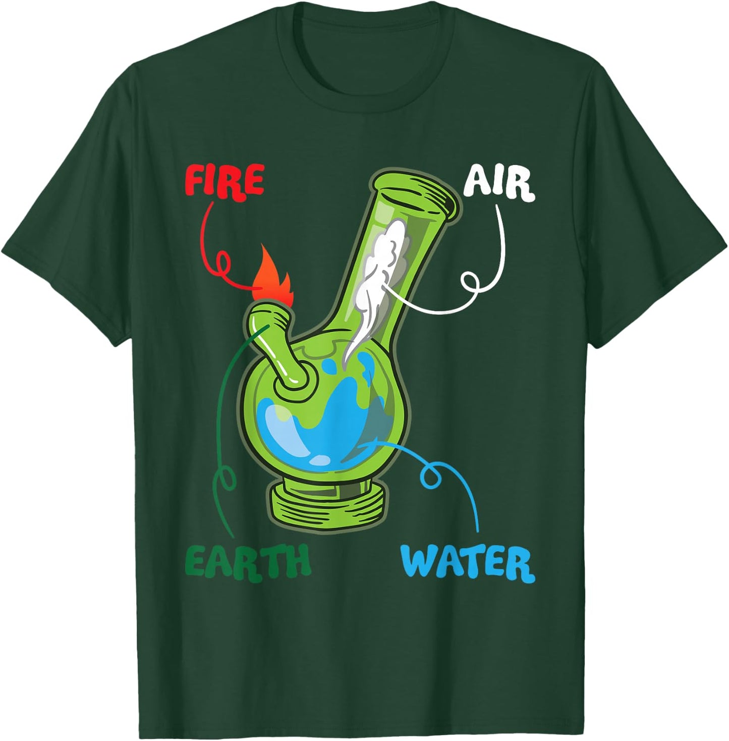 Bong Elements Fire Water Air Earth Cannabis Anatomy Fun T-Shirt - T-Shirt | Forest