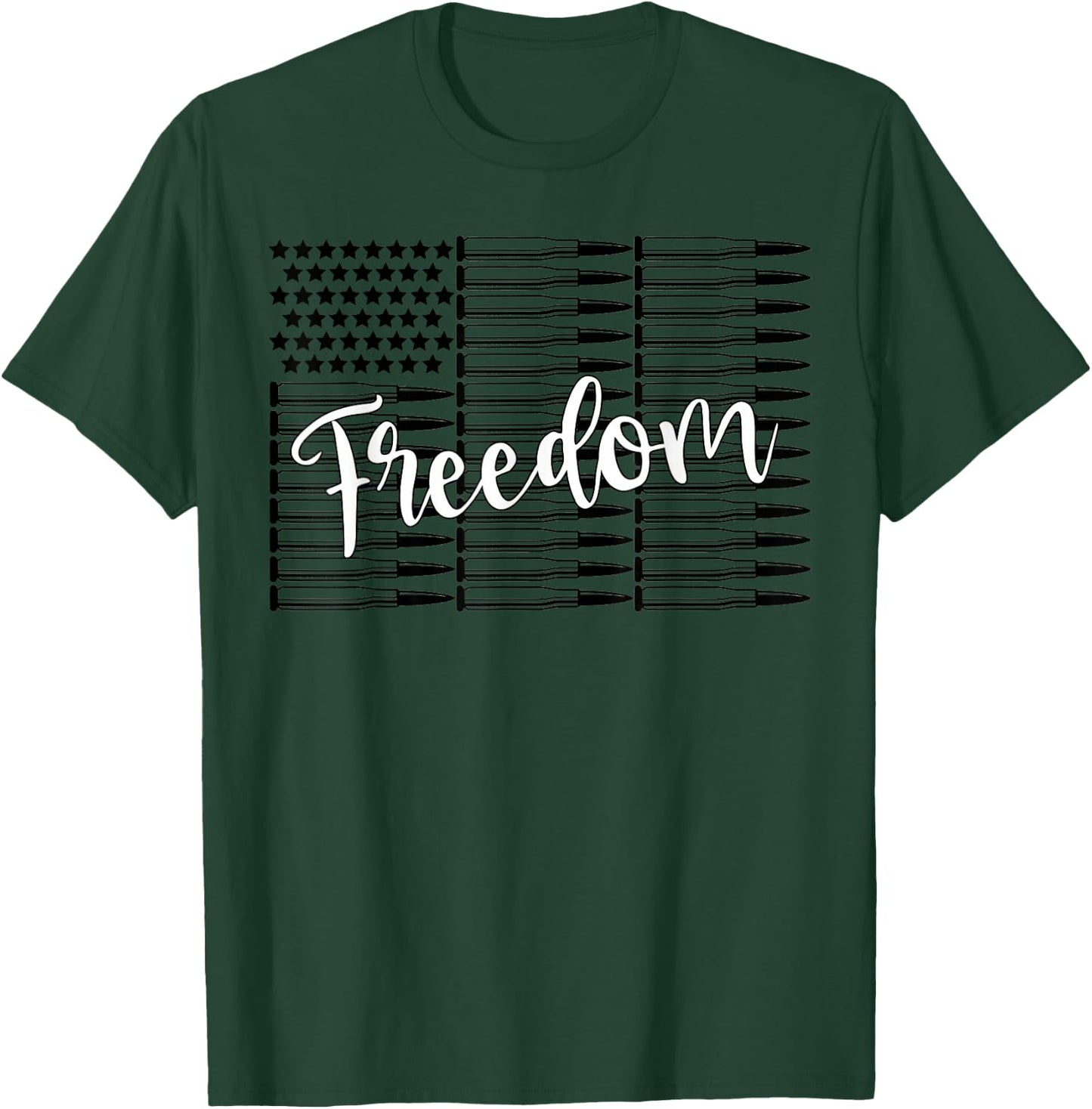 Freedom Bullet American Flag Patriot Women Men T-Shirt - T-Shirt | Forest