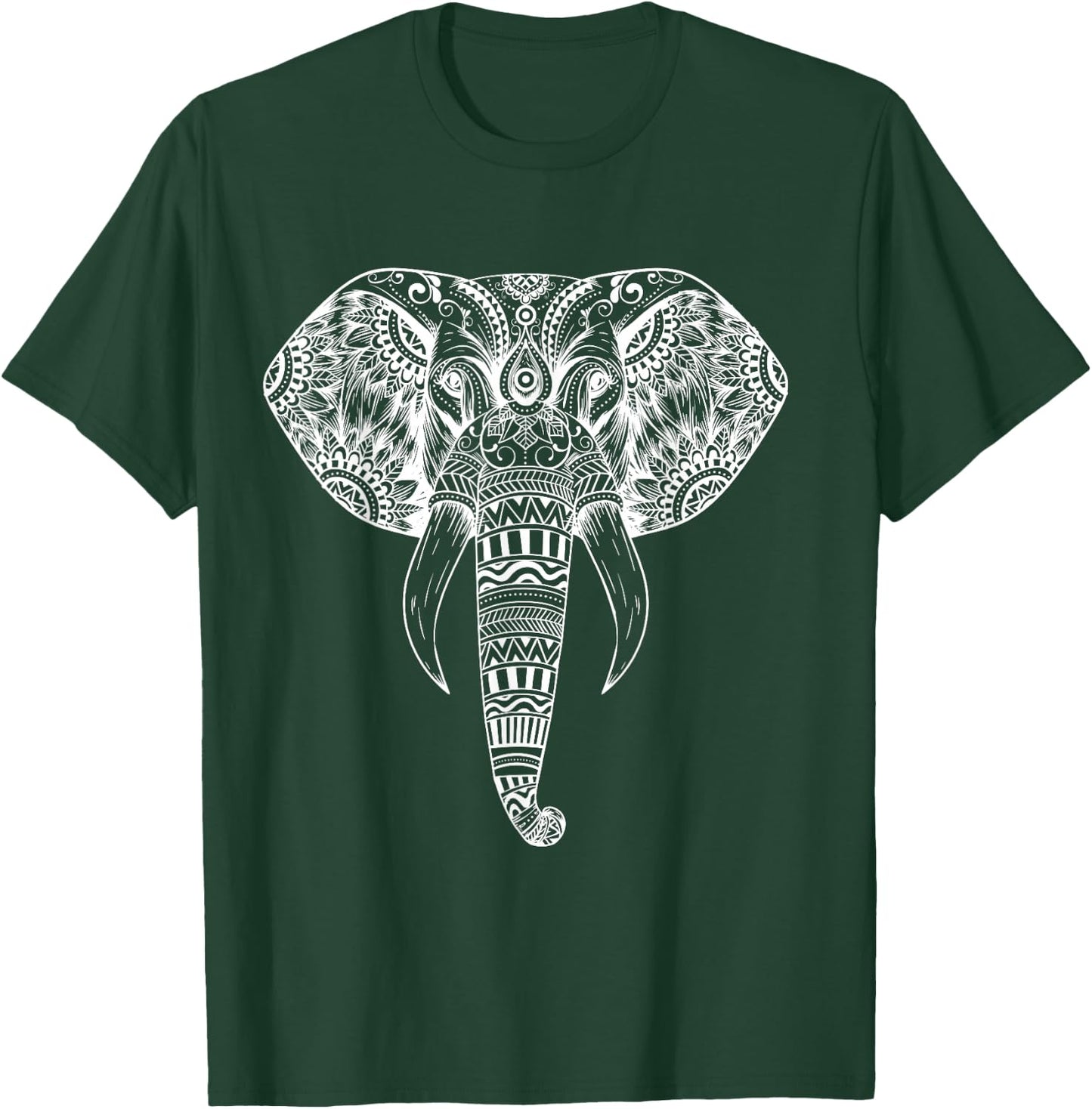 Elephant Tribal Tattoo Art - Mandala Yoga Tribal Elephants T-Shirt - T-Shirt | Forest