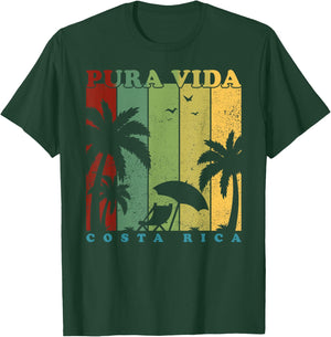Vintage Retro Summer Vacation Costa Rica Pura Vida Beach Men Women Girls Kids T-Shirt - T-Shirt | Forest