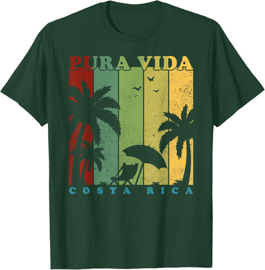 Vintage Retro Summer Vacation Costa Rica Pura Vida Beach Men Women Girls Kids T-Shirt - T-Shirt | Forest
