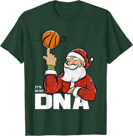 It's In My DNA | Santa Playing Basketball T-Shirt - T-Shirt | Forest