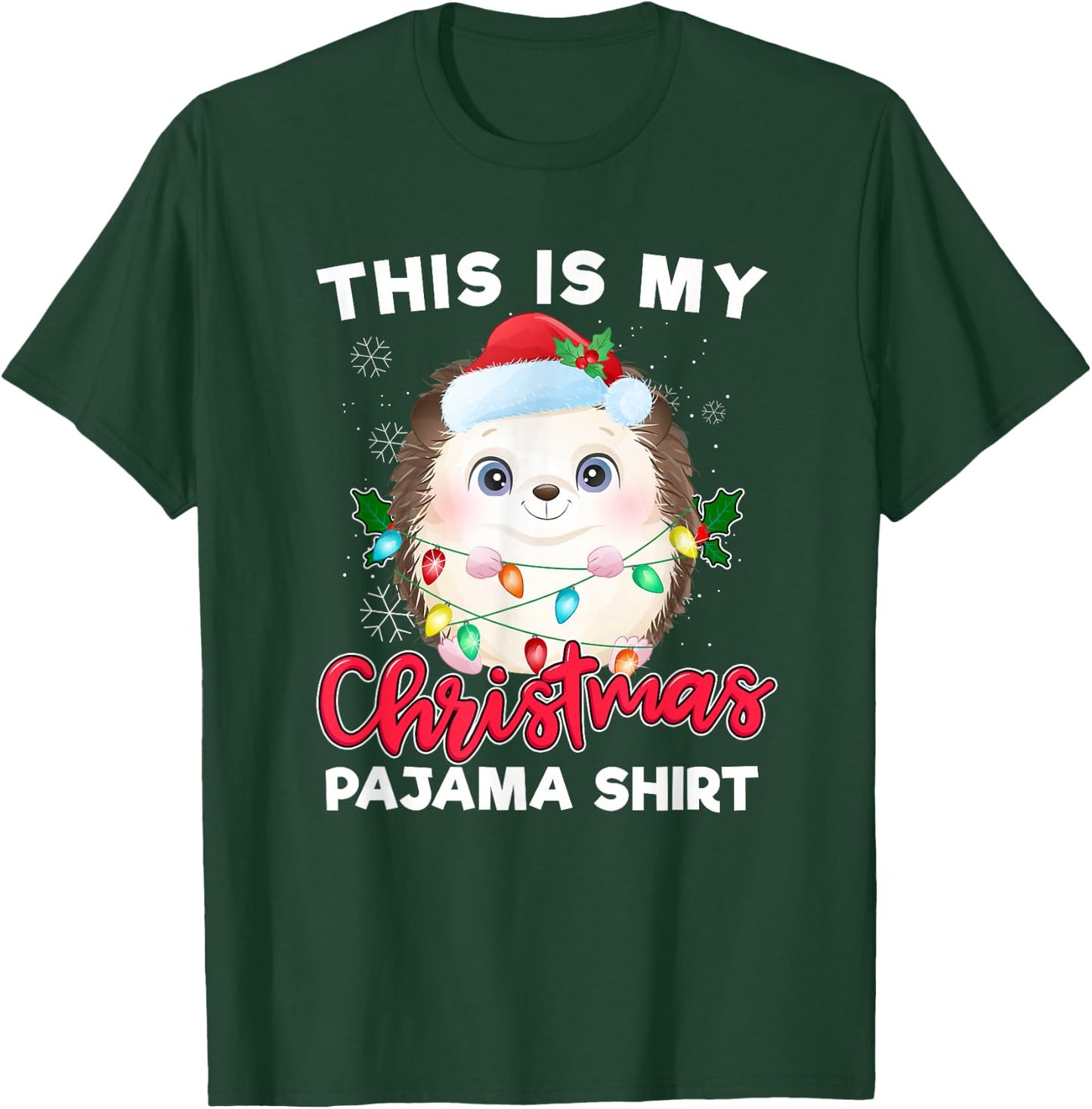 Hedgehog Christmas Pajama Santa Hedgehog Lover T-Shirt - T-Shirt | Forest