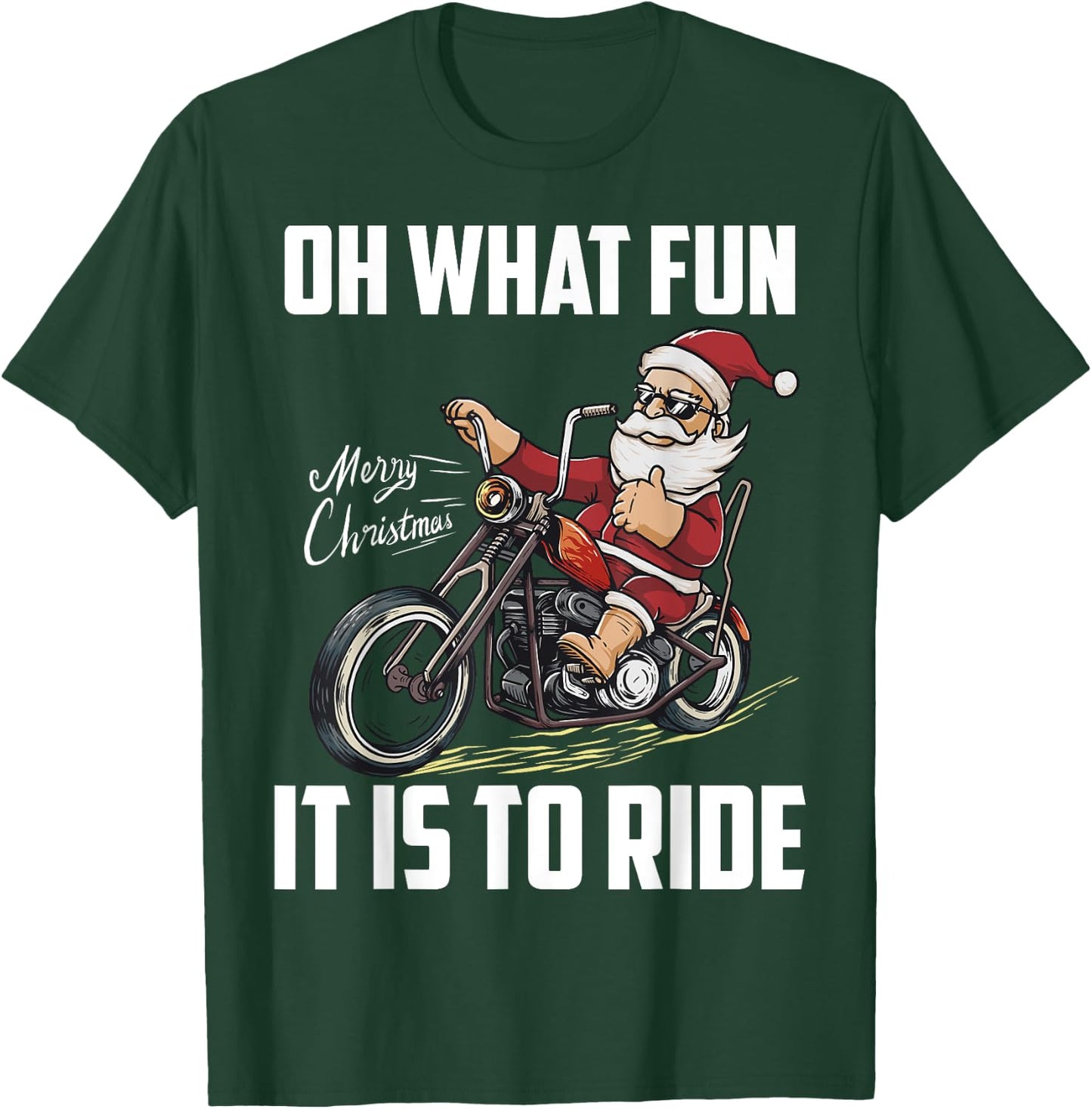 Santa Claus Driving Motorcycle Biker Christmas Motorcyclist T-Shirt - T-Shirt | Forest