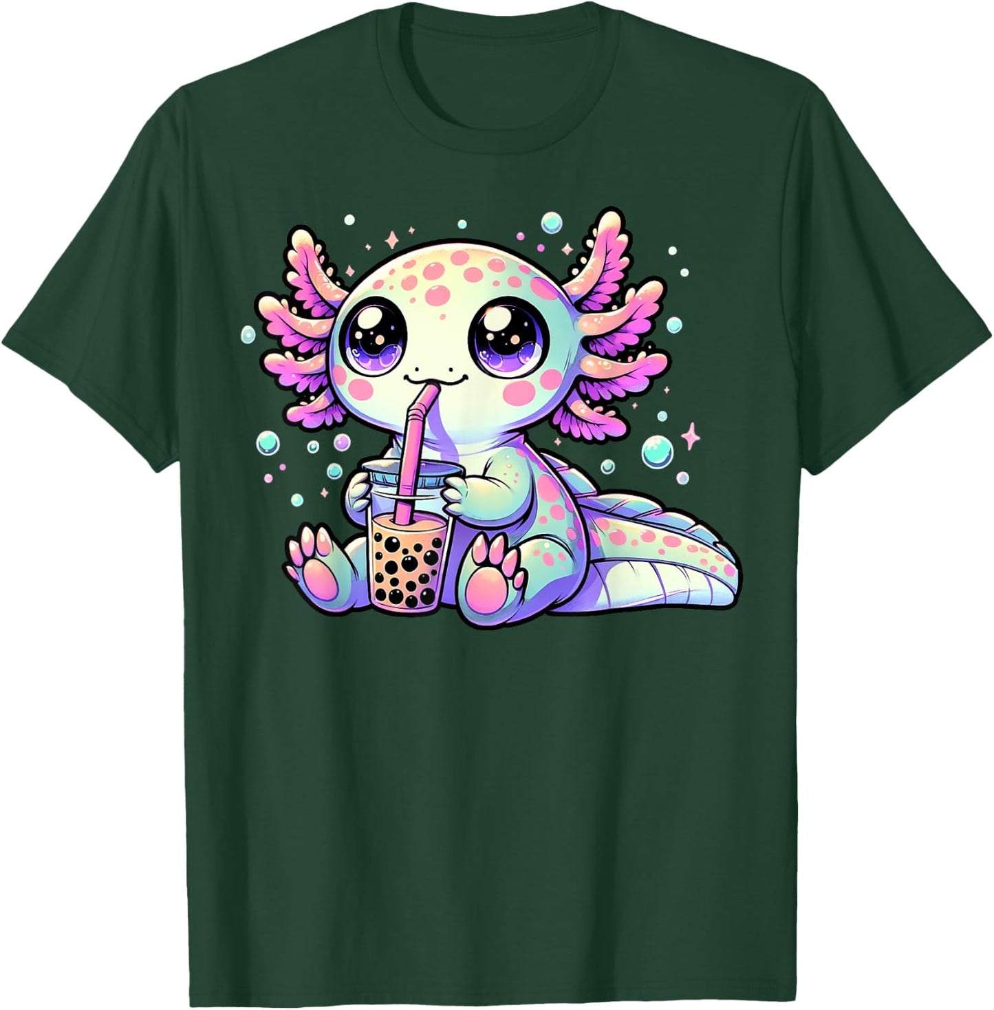 Axolotl Bubble Boba Tea Kawaii Anime Gifts Women, Men, Kids T-Shirt - T-Shirt | Forest