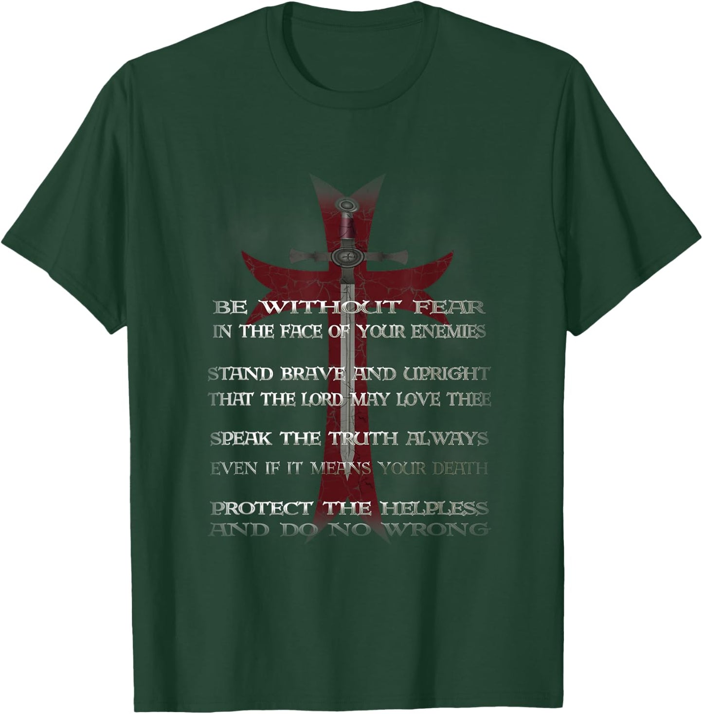 Knights Templar Crusader Cross Ring Order Be Without Fear T-Shirt - T-Shirt | Forest
