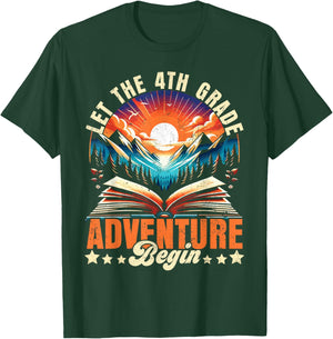 Let the 4th Grade Adventure Begin Fourth Grade Teacher T-Shirt - T-Shirt | Forest