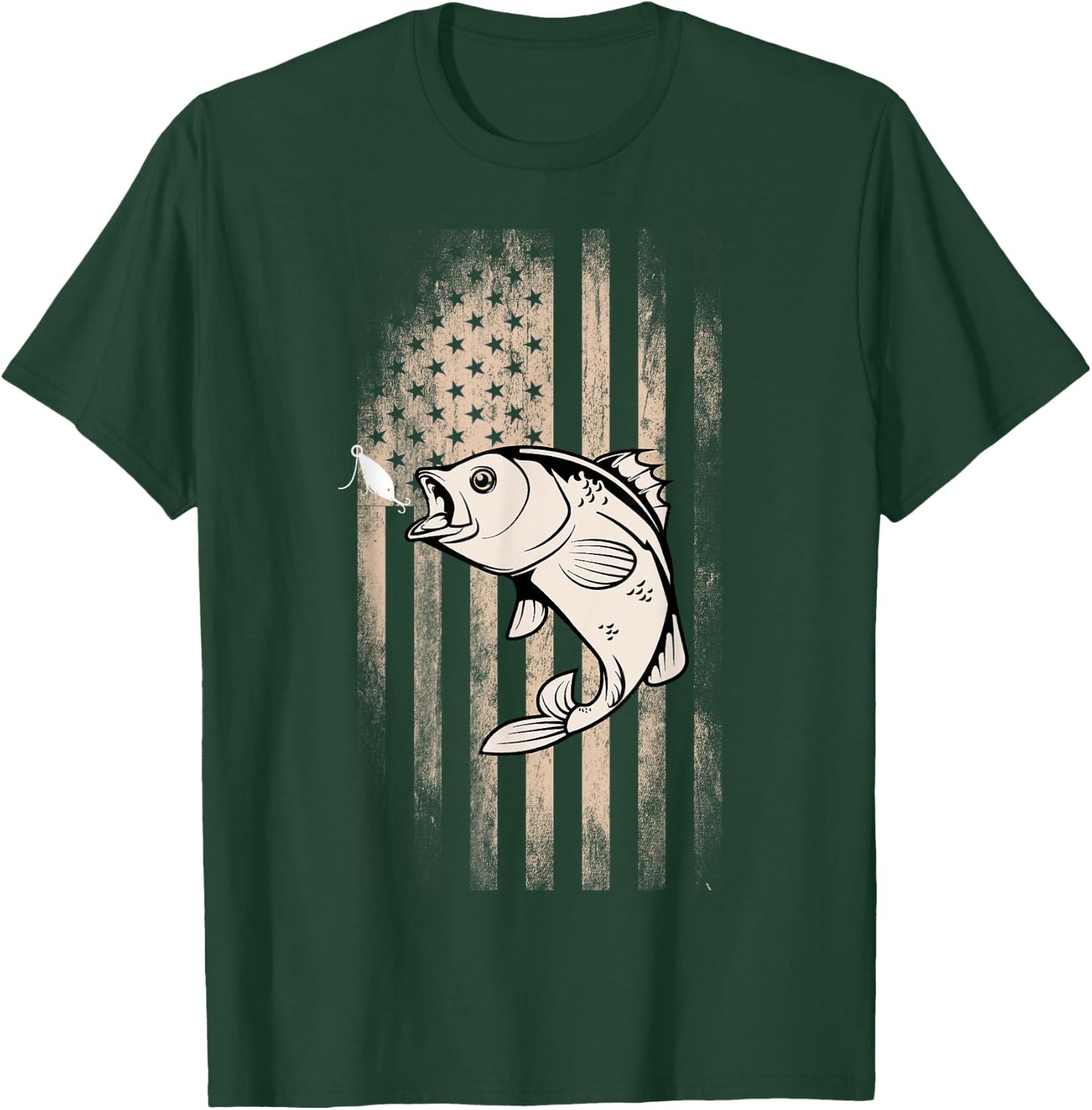 American Flag Fishing Patriotic T-Shirt - T-Shirt | Forest