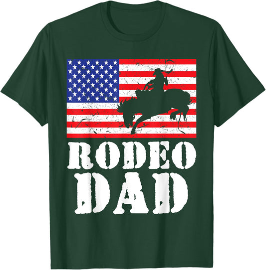 USA American Distressed Flag Rodeo Dad Men Gift T-Shirt - T-Shirt | Forest