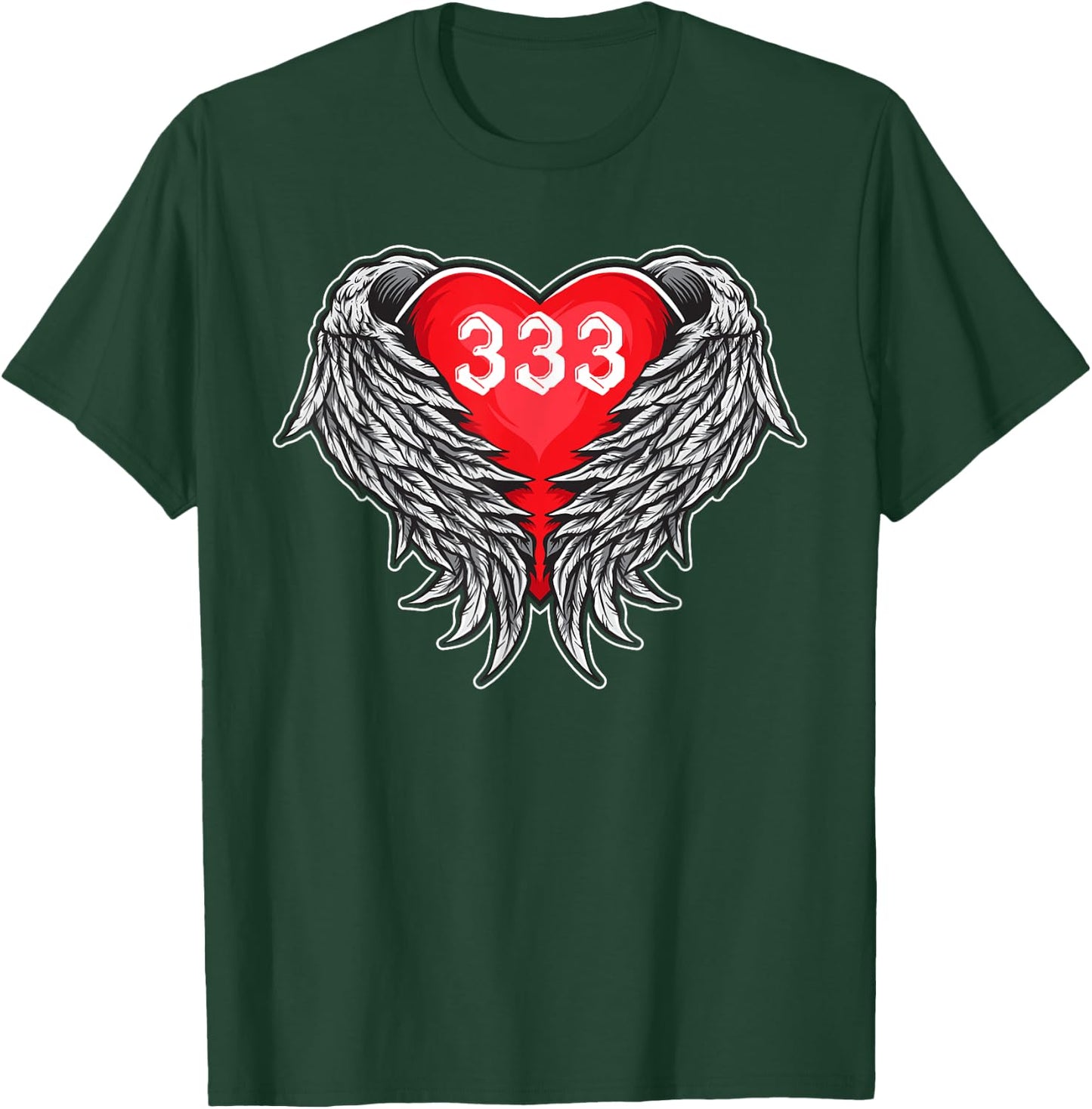 Angel Number 333 With Heart And Wings Of Angel T-Shirt - T-Shirt | Forest