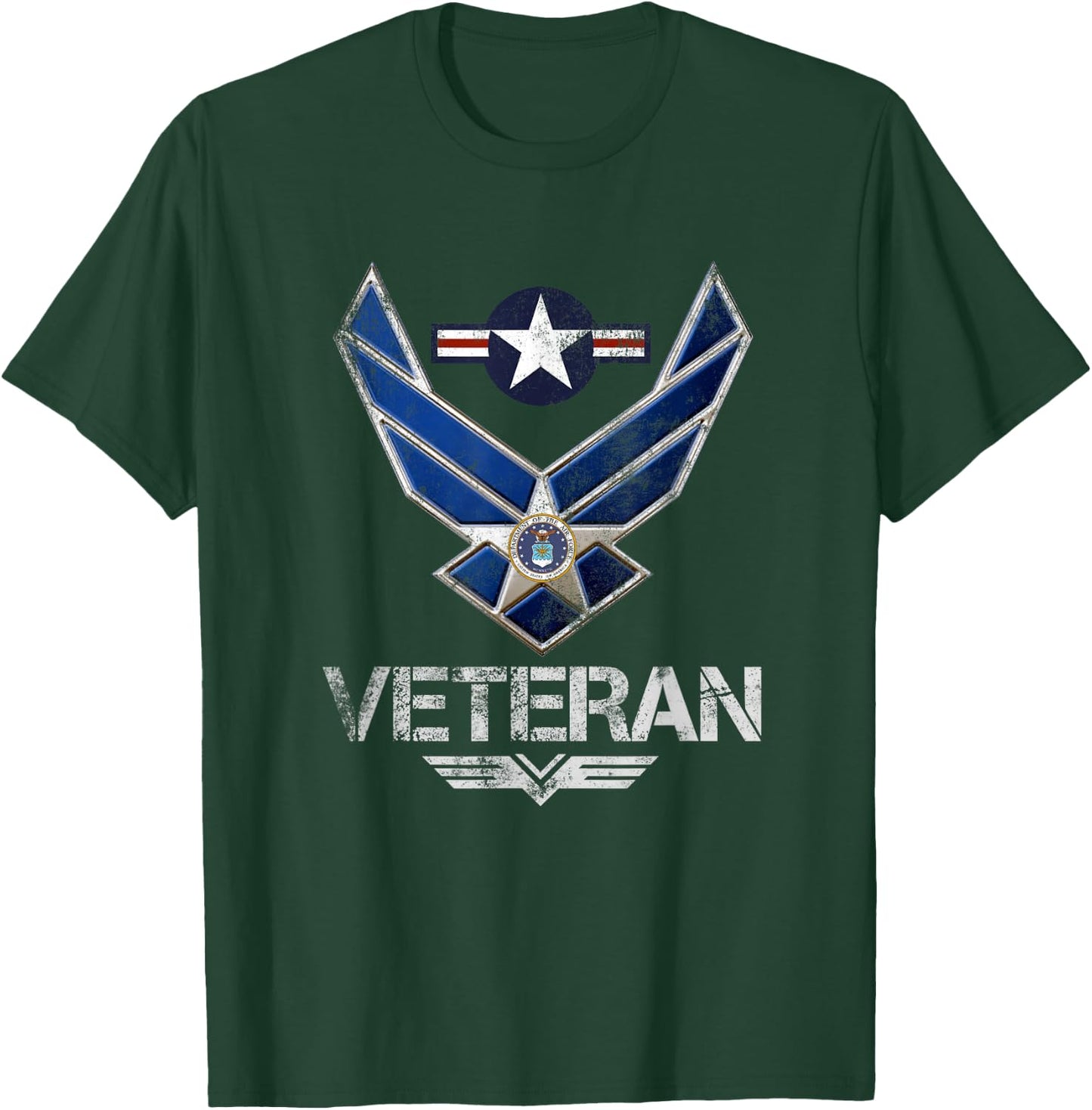 U.S Air Force Veteran USAF Flag Vintage Veterans Day Gift T-Shirt - T-Shirt | Forest