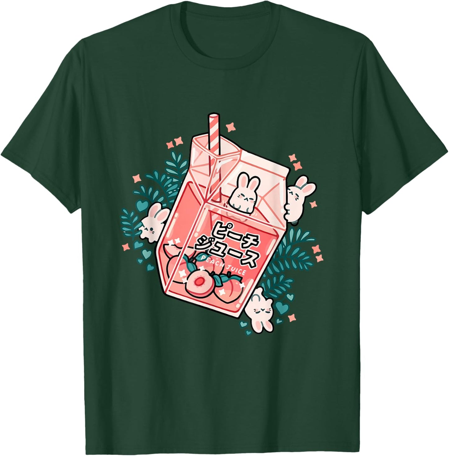 90s Japanese Kawaii Peach Milk Juice Aesthetic T-Shirt - T-Shirt | Forest