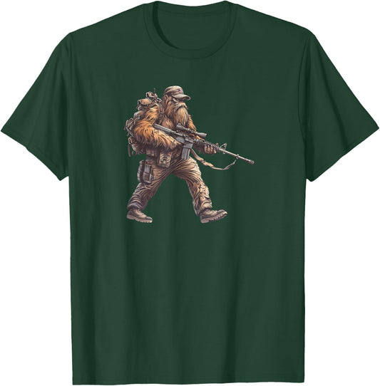 Tacti-Squatch Tactical Sasquatch Military Bigfoot AR15 T-Shirt - T-Shirt | Forest