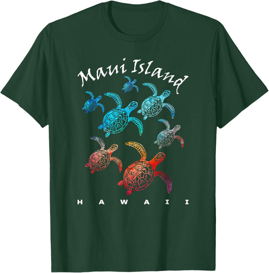 MAUI ISLAND HAWAII Beach Vacation Trip Vintage Sea Turtles T-Shirt - T-Shirt | Forest