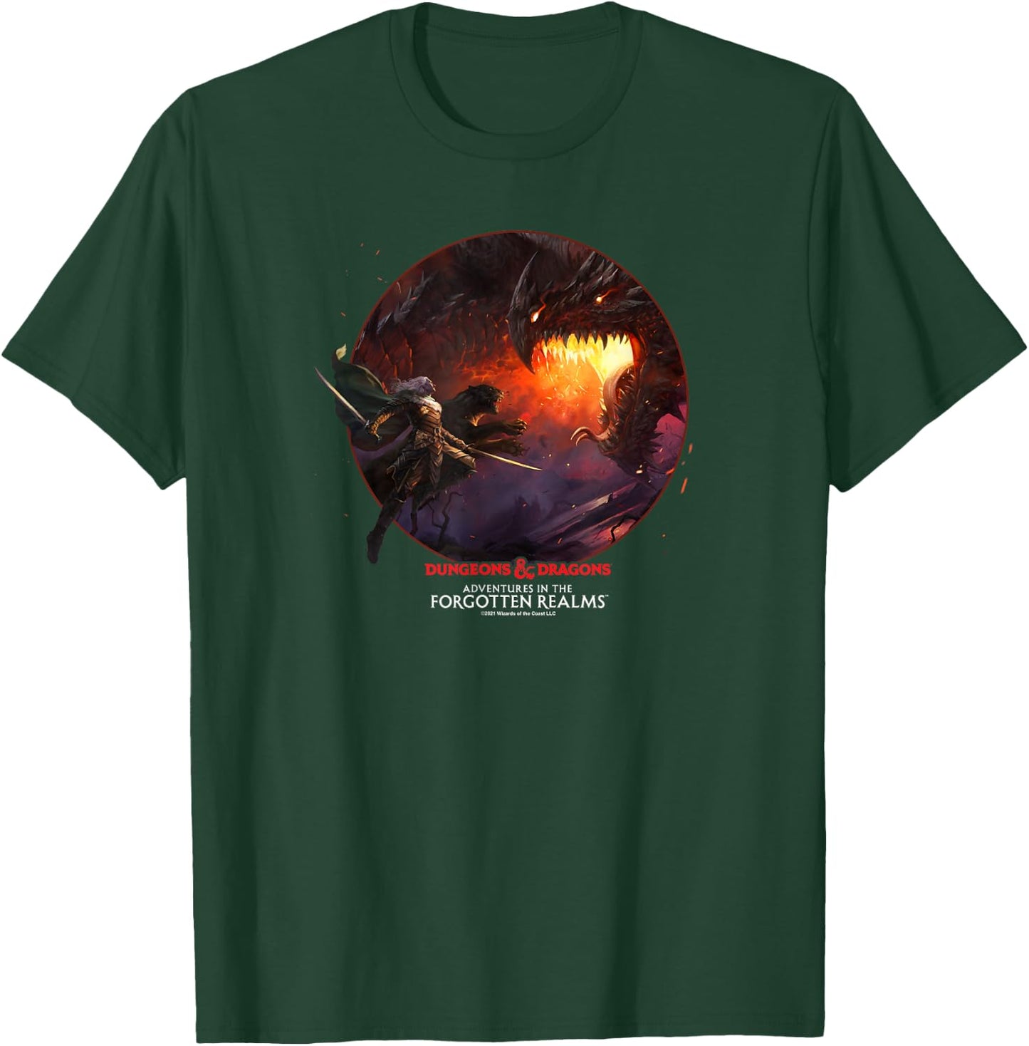 Magic: The Gathering D&D Drizzt Do'Urden Dragon Fight T-Shirt - T-Shirt | Forest