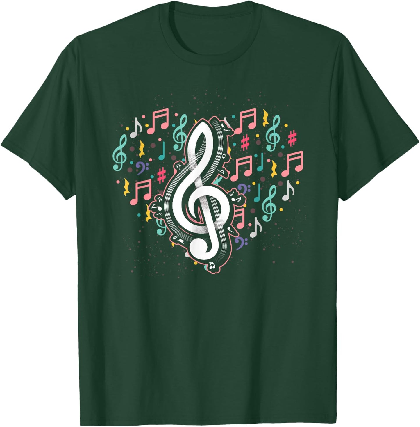 Music Lover Treble Clef Heart Music Notes Musician Music T-Shirt - T-Shirt | Forest