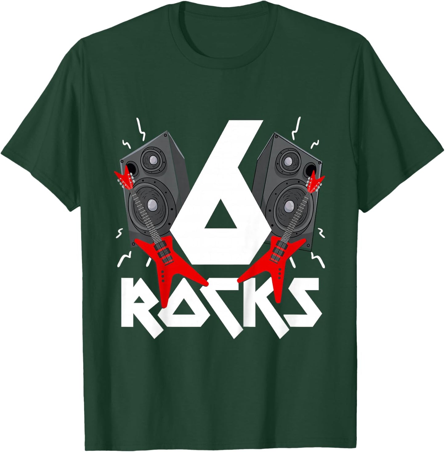 6 Rocks Birthday Party 6 Year Old Rock N Roll Star 6th Gift T-Shirt - T-Shirt | Forest